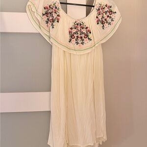 Altar'd State Cream Dress with Floral Embroidery